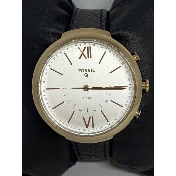 Fossil FTW5023 Women's Black Leather Silver Analog Dial Hybrid Smartwatch XX837 - Picture 2 of 12